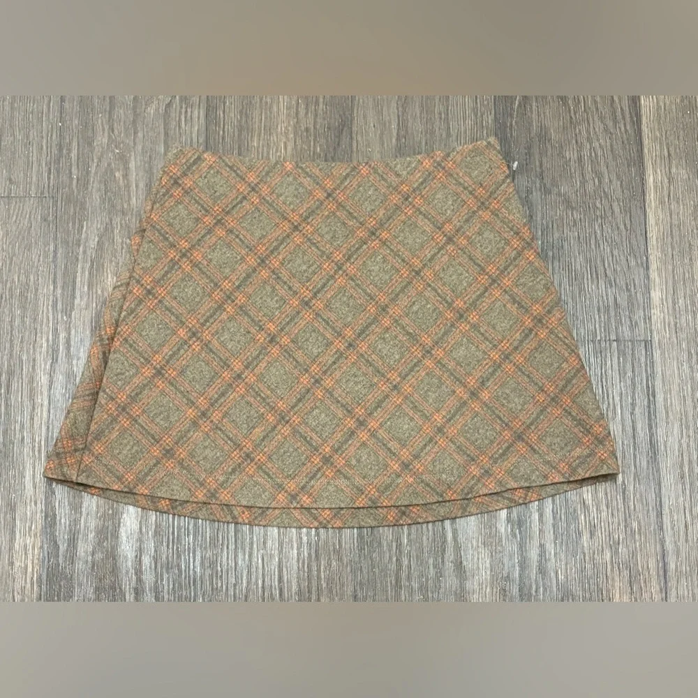 Princess Polly Plaid A-Line Mini Skirt | Brown & Orange | Size 8